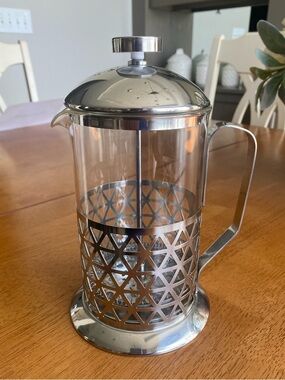 Brandini Stainless Steel and Glass French Press Coffee Maker - Silver Stainless